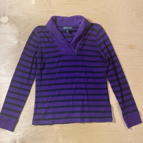 Ralph Lauren Purple Striped Long Sleeve Top Large (QT) - Picture 4 of 8